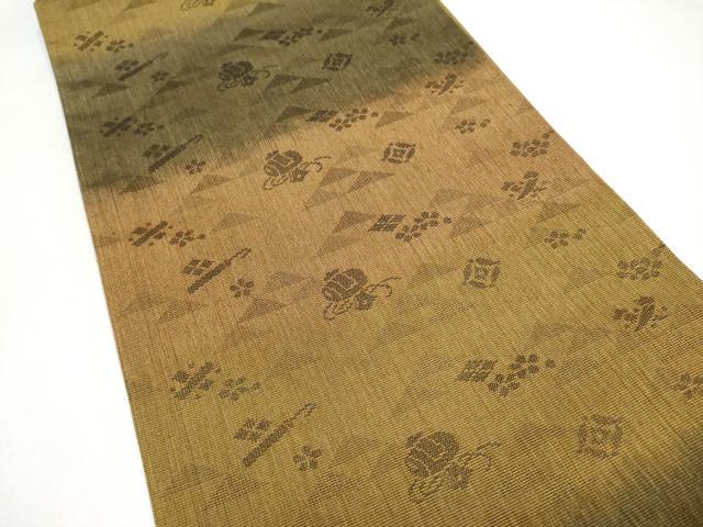 平和屋着物●両面　六通柄袋帯　花唐草文　金糸　正絹　逸品　CABJ8446hy