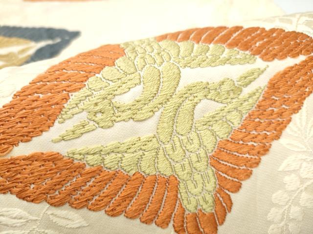 平和屋着物●全通柄袋帯　唐織　菱飛鶴文　正絹　逸品　CABJ8454hy