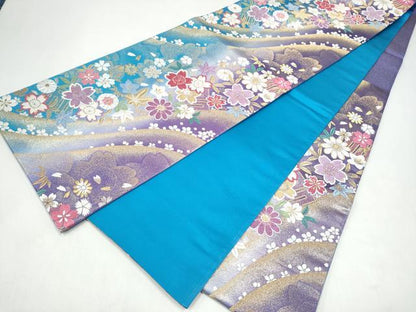 平和屋着物●六通柄袋帯　唐織　源氏香花文　金糸　やまと誂製　正絹　逸品　CABJ8456hy