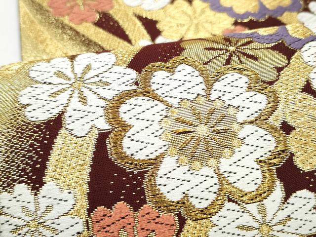 平和屋着物●六通柄袋帯　唐織　舞桜文　金糸　正絹　逸品　CABJ8457hy