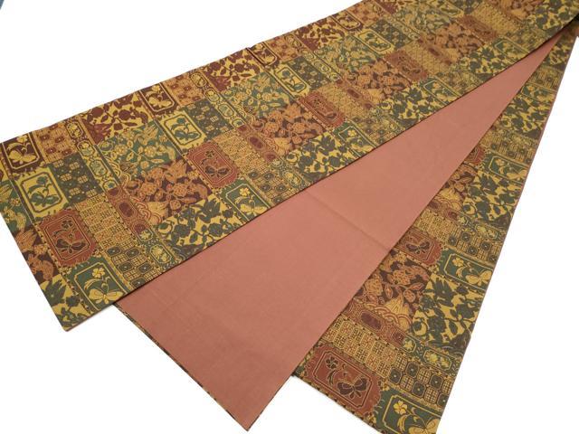 平和屋着物●全通柄袋帯　花鳥唐草文　正絹　逸品　CABJ8459hy