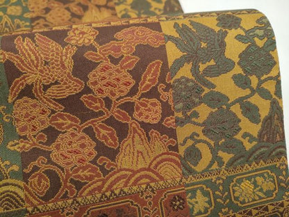 平和屋着物●全通柄袋帯　花鳥唐草文　正絹　逸品　CABJ8459hy