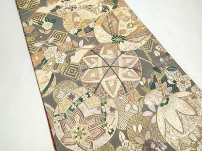 平和屋着物●六通柄袋帯　京の彩り二重縦　金糸　正絹　逸品　CABJ8466hy