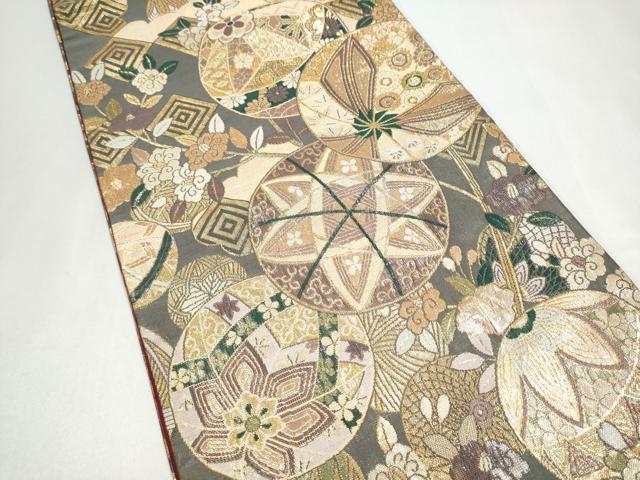 平和屋着物●六通柄袋帯　京の彩り二重縦　金糸　正絹　逸品　CABJ8466hy