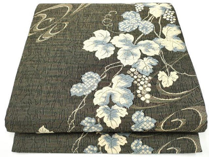 平和屋着物●六通柄袋帯　唐織　葡萄蔦の葉文　正絹　逸品　CABJ8469hy