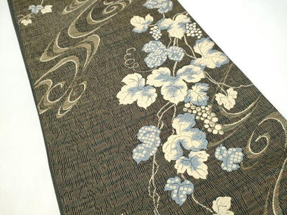 平和屋着物●六通柄袋帯　唐織　葡萄蔦の葉文　正絹　逸品　CABJ8469hy