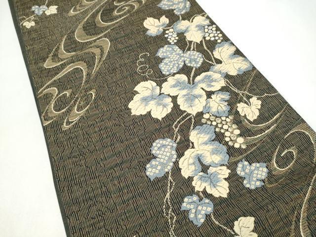 平和屋着物●六通柄袋帯　唐織　葡萄蔦の葉文　正絹　逸品　CABJ8469hy