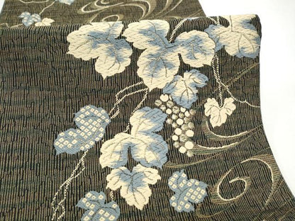 平和屋着物●六通柄袋帯　唐織　葡萄蔦の葉文　正絹　逸品　CABJ8469hy