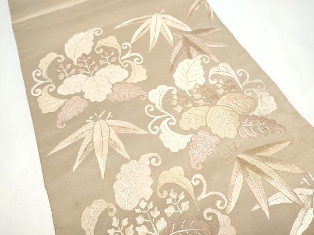 平和屋着物●太鼓柄袋帯　総刺繍　綴れ　桐笹文　金糸　正絹　逸品　CABJ8470hy