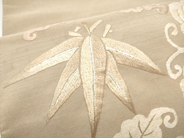 平和屋着物●太鼓柄袋帯　総刺繍　綴れ　桐笹文　金糸　正絹　逸品　CABJ8470hy