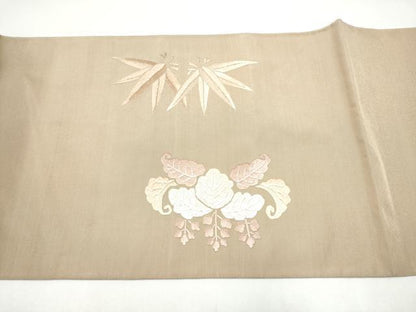 平和屋着物●太鼓柄袋帯　総刺繍　綴れ　桐笹文　金糸　正絹　逸品　CABJ8470hy