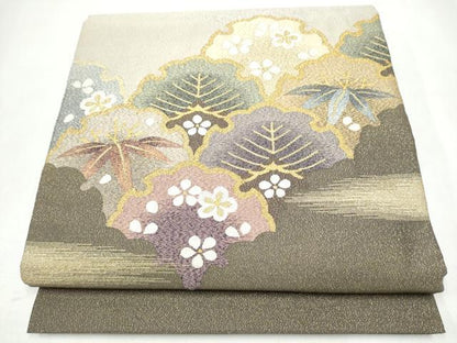 平和屋着物●爪搔き本綴れ　太鼓柄袋帯　雪輪松竹梅　金銀糸　さが美扱い　正絹　逸品　CABJ8471hy