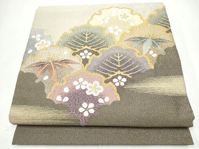平和屋着物●爪搔き本綴れ　太鼓柄袋帯　雪輪松竹梅　金銀糸　さが美扱い　正絹　逸品　CABJ8471hy