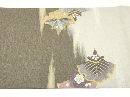 平和屋着物●爪搔き本綴れ　太鼓柄袋帯　雪輪松竹梅　金銀糸　さが美扱い　正絹　逸品　CABJ8471hy