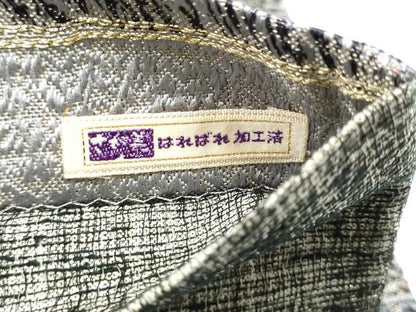 平和屋着物●両面　全通柄袋帯　墨流し文様　パッチワーク　霞文　金通し地　正絹　逸品　未使用　CABJ8472hy