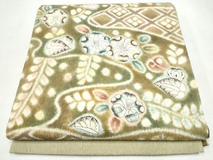 平和屋着物●太鼓柄袋帯　辻が花　絞り　ふくれ織　正絹　逸品　CABJ8473hy
