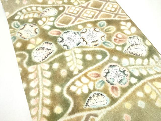 平和屋着物●太鼓柄袋帯　辻が花　絞り　ふくれ織　正絹　逸品　CABJ8473hy