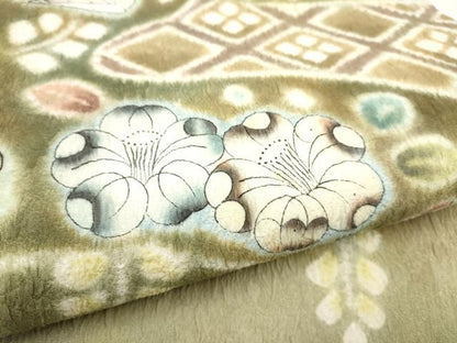 平和屋着物●太鼓柄袋帯　辻が花　絞り　ふくれ織　正絹　逸品　CABJ8473hy