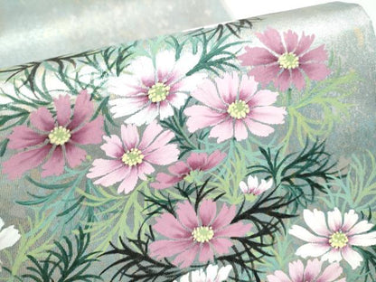 平和屋着物●巨匠　前田華清　手描き　太鼓柄袋帯　草花文　引箔　正絹　逸品　CABJ8478hy