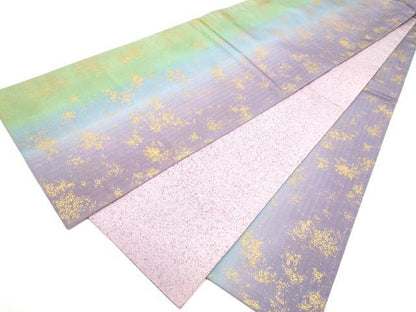 平和屋着物●両面　全通柄袋帯　本場大島紬　霞文　金彩　正絹　逸品　未使用　CABJ8480hy