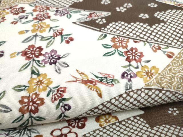 平和屋着物●全通柄袋帯　型染め　松竹梅風景文　正絹　逸品　CABJ8482hy