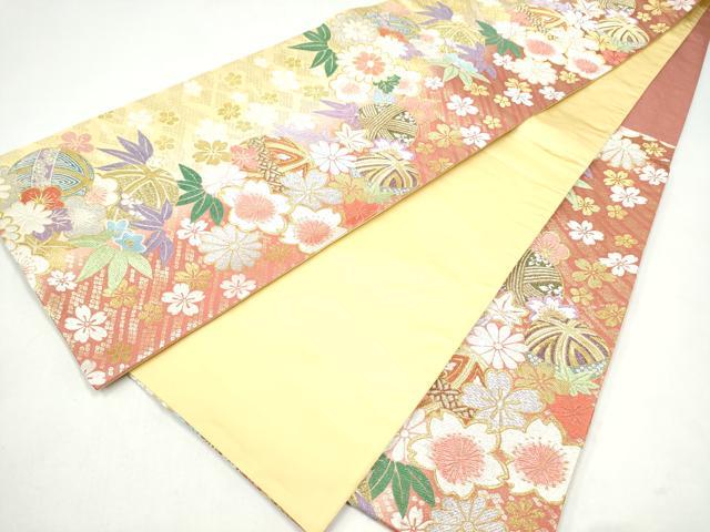 平和屋着物●六通柄袋帯　草花毬文　金銀糸　やまと誂製　正絹　逸品　CABJ8484hy