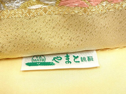 平和屋着物●六通柄袋帯　草花毬文　金銀糸　やまと誂製　正絹　逸品　CABJ8484hy
