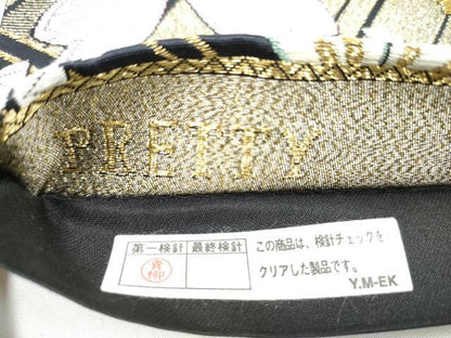 平和屋着物●六通柄袋帯　唐織　舞桜文　黒地　金糸　正絹　逸品　CABJ8486hy
