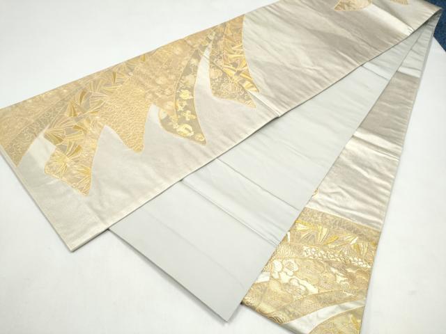 平和屋着物●ジャパンオートクチュール　渡辺雪三郎　六通柄袋帯　宝尽くし松竹梅　金糸　正絹　逸品　CABJ8491hy