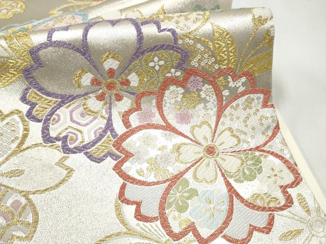 平和屋着物●六通柄袋帯　舞桜文　金糸　正絹　逸品　CABJ8494hy