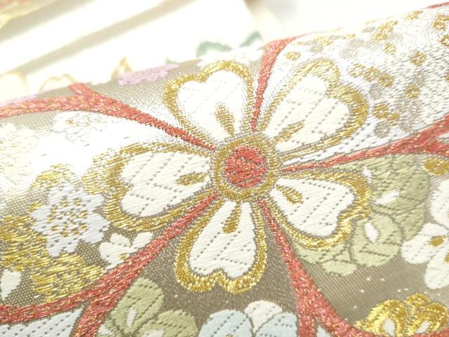 平和屋着物●六通柄袋帯　舞桜文　金糸　正絹　逸品　CABJ8494hy