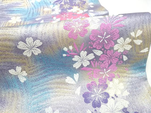 平和屋着物●六通柄袋帯　舞桜文　金糸　正絹　逸品　CABJ8495hy
