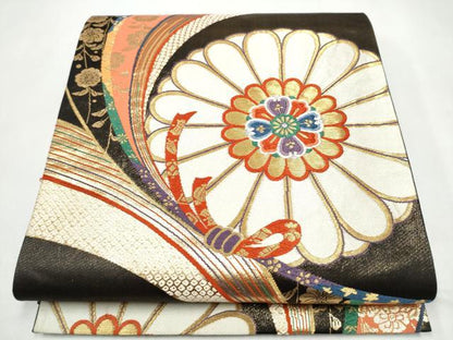 平和屋着物●六通柄袋帯　華翔金彩錦　創美彩箔　正絹　逸品　CABJ8503hy