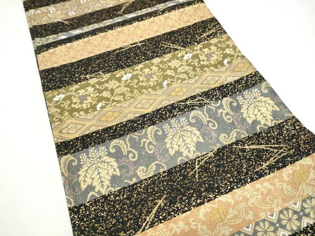 平和屋着物●西陣　六通柄袋帯　古代間道　金糸　正絹　逸品　CABJ8504hy