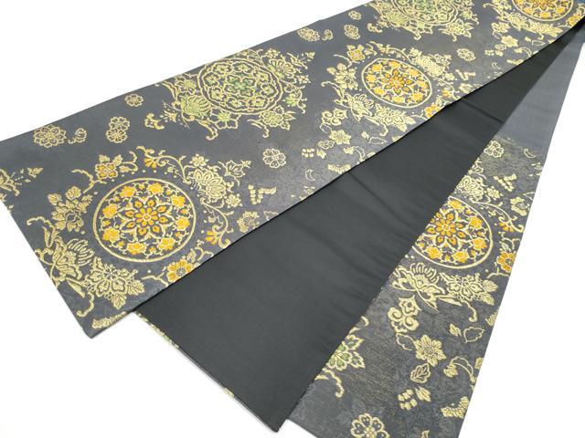 平和屋着物●六通柄袋帯　花唐草文　金通し地　正絹　逸品　CABJ8507hy
