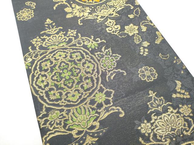 平和屋着物●六通柄袋帯　花唐草文　金通し地　正絹　逸品　CABJ8507hy