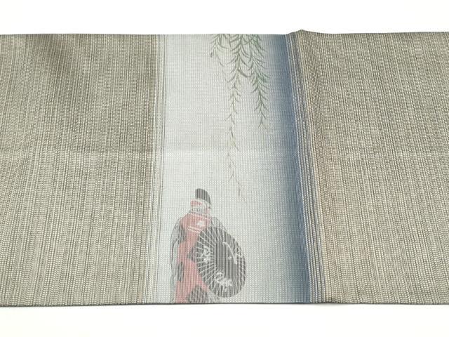 平和屋着物●太鼓柄袋帯　紙布　番傘　正絹　逸品　CABJ8508hy