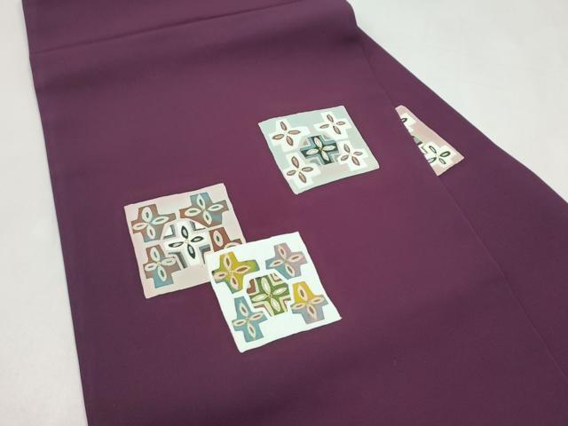 平和屋着物●塩瀬　九寸名古屋帯　ろうけつ染　色紙重ね幾何学花文　金彩　正絹　逸品　CABJ8513hy