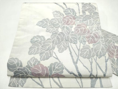 平和屋着物●九寸名古屋帯　枝葉文　正絹　逸品　CABJ8515hy