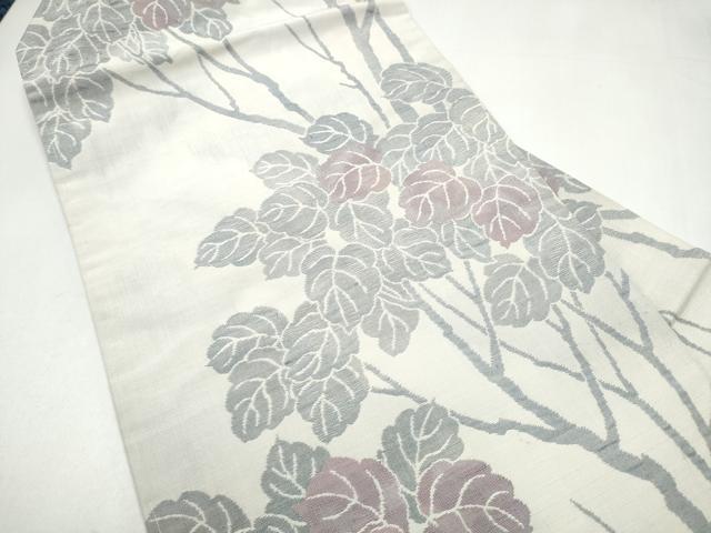 平和屋着物●九寸名古屋帯　枝葉文　正絹　逸品　CABJ8515hy