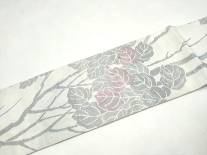 平和屋着物●九寸名古屋帯　枝葉文　正絹　逸品　CABJ8515hy