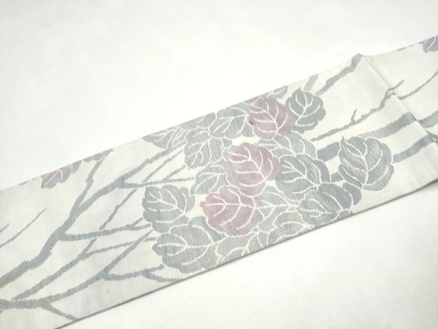 平和屋着物●九寸名古屋帯　枝葉文　正絹　逸品　CABJ8515hy