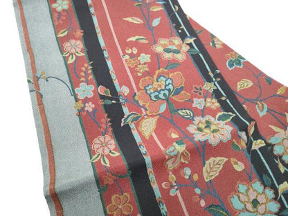 平和屋着物●全通柄　九寸名古屋帯　枝花文　金彩　正絹　逸品　CABJ8516hy