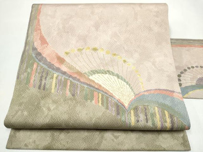 平和屋着物●九寸名古屋帯　抽象文　金彩　正絹　逸品　CABJ8520hy