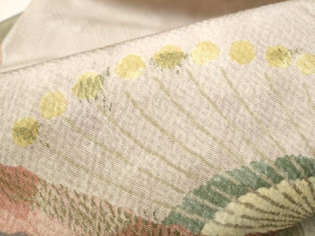 平和屋着物●九寸名古屋帯　抽象文　金彩　正絹　逸品　CABJ8520hy