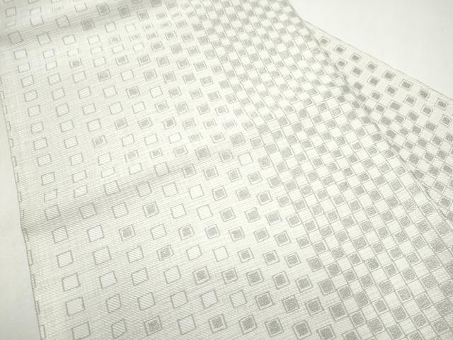 平和屋着物●九寸名古屋帯　市松文様　銀糸　正絹　逸品　CABJ8523hy
