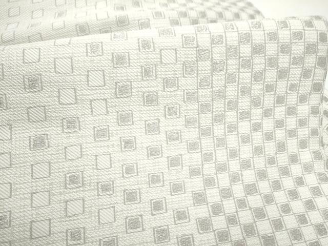 平和屋着物●九寸名古屋帯　市松文様　銀糸　正絹　逸品　CABJ8523hy