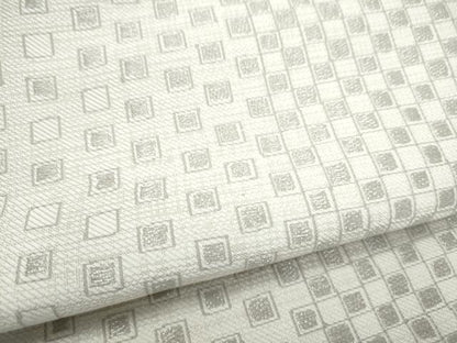 平和屋着物●九寸名古屋帯　市松文様　銀糸　正絹　逸品　CABJ8523hy