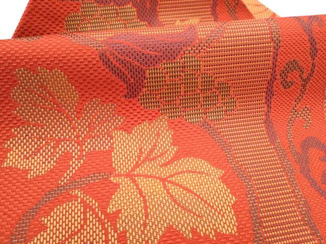 平和屋着物●本場筑前博多織　八寸名古屋帯　葡萄蔦の葉文　正絹　逸品　CABJ8525hy