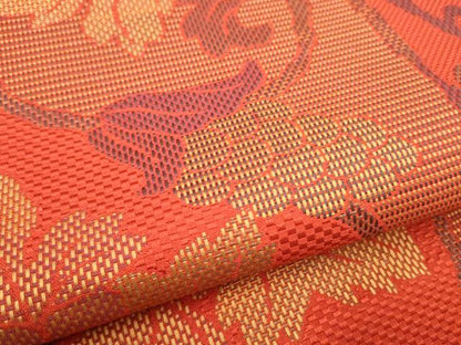 平和屋着物●本場筑前博多織　八寸名古屋帯　葡萄蔦の葉文　正絹　逸品　CABJ8525hy